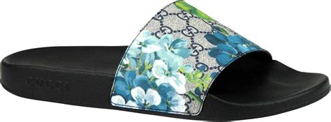 gucci slides bloom blue|gucci floral slides outfit.